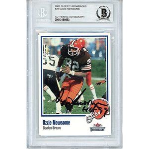 Ozzie Newsome Browns Signed 2002 Fleer Throwback Football Card Beckett Autograph